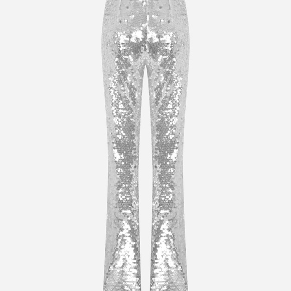 ILA Glide Sequin Silver Straight Trousers - Picture 3 of 13